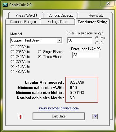 Cable calc