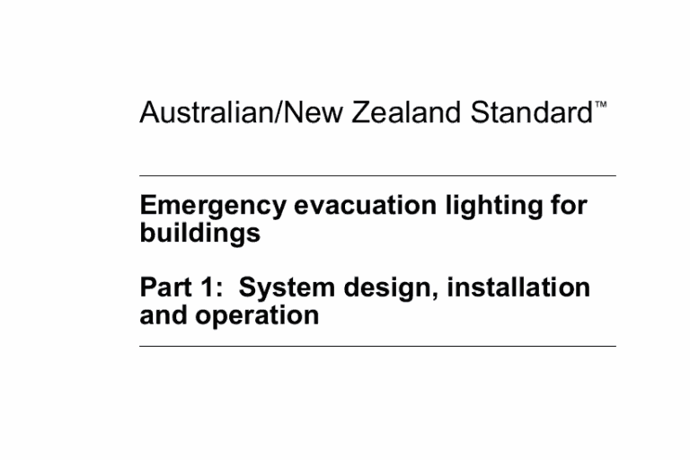 AS NZ standard Emergency evacuation lighting for buildings
