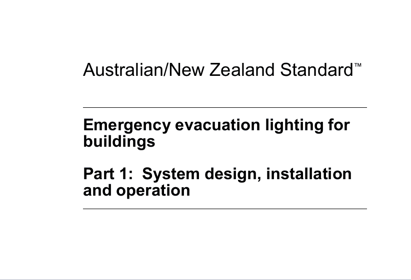 AS NZ standard Emergency evacuation lighting for buildings