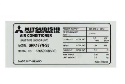 Máy lạnh Mitsubishi Heavy SRK18CS-S5/ SRC18CS-S5 ( 2.0 HP, Gas R410A)