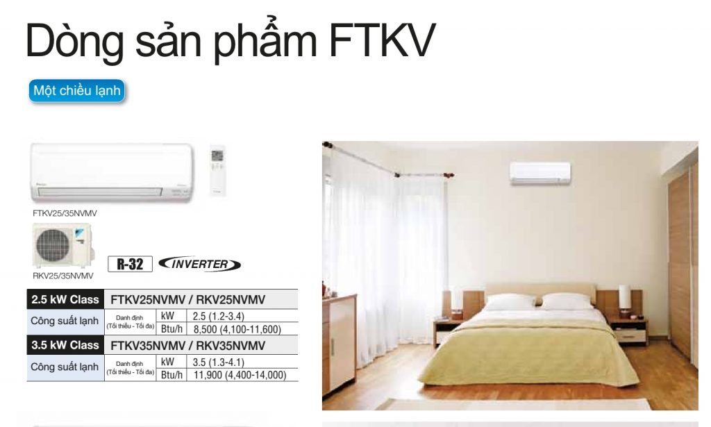 May lanh treo tuong FTKV - thiet ke tinh te - Gas R32