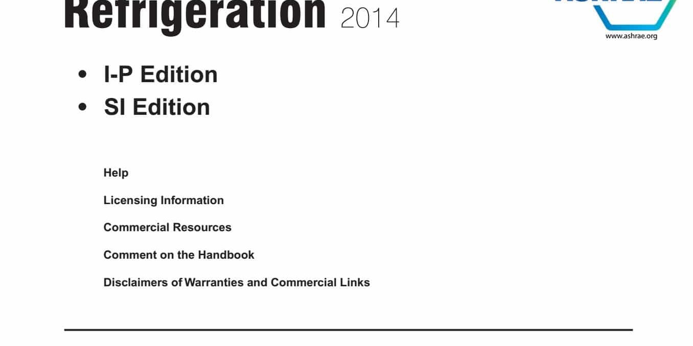 2014 ASHRAE Handbook Refrigeration (SI, IP) HVAC Việt Nam