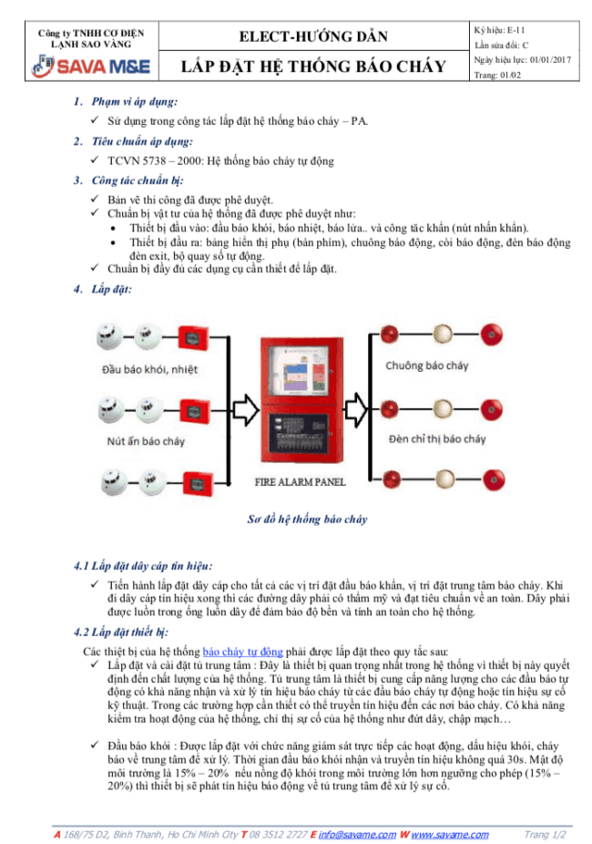 Hướng dẫn lắp đặt hệ thống báo cháy