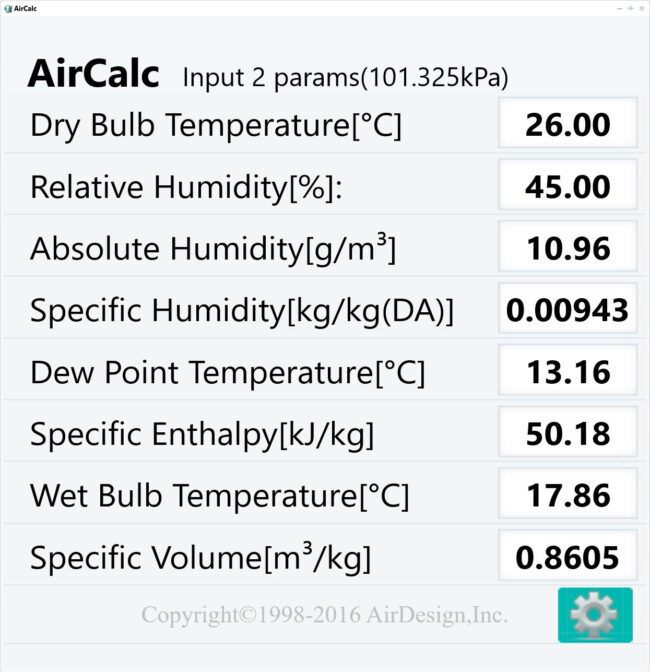Air Calc - Phần mềm tính toán giá trị trạng thái không khí
