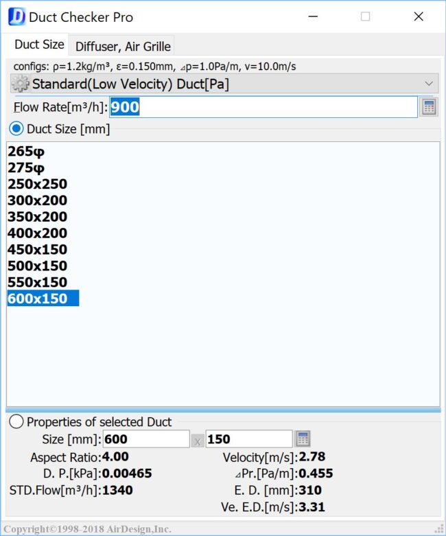 Duct Checker Pro - Tính chọn kích thước ống gió, miệng gió