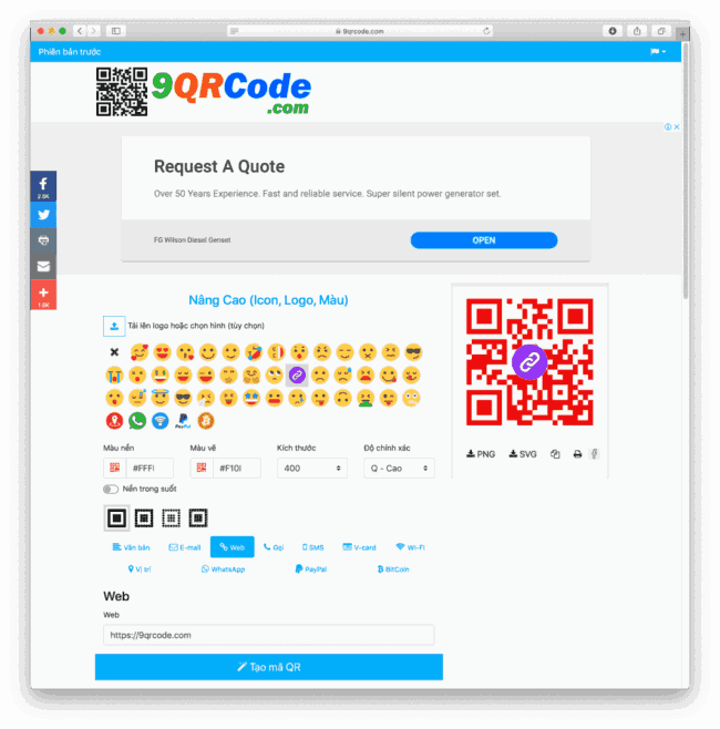 Tạo Mã QR (QR Code) trực tuyến miễn phí