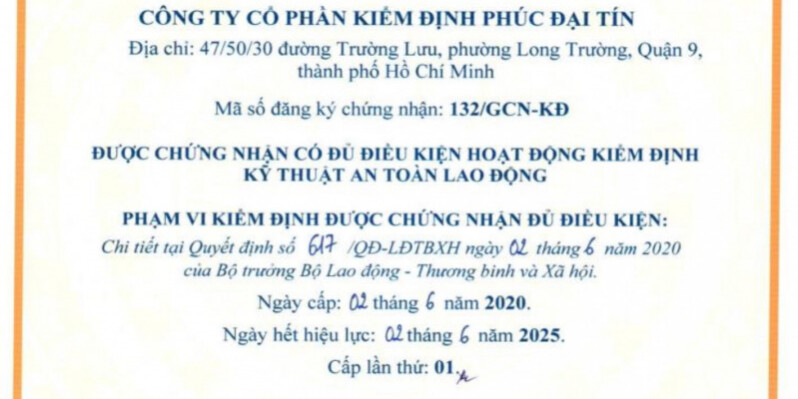 Giới thiệu công ty kiểm định Phúc Đại Tín Giới thiệu công ty kiểm định Phúc Đại Tín