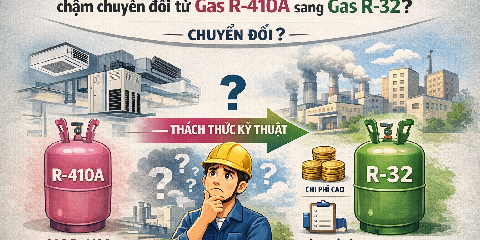 hvacvn-tai sao dieu hoa trung tam vrv:vrf cham chuyen doi tu gas r-410a sang gas r-32?