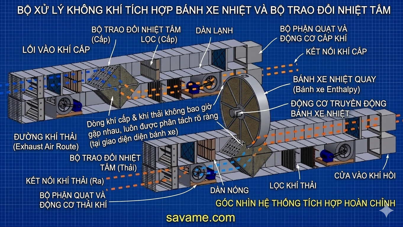 Làm mát nhà xưởng diện tích lớn bằng hệ thống AHU kết hợp thu hồi nhiệt (Heat Recovery).